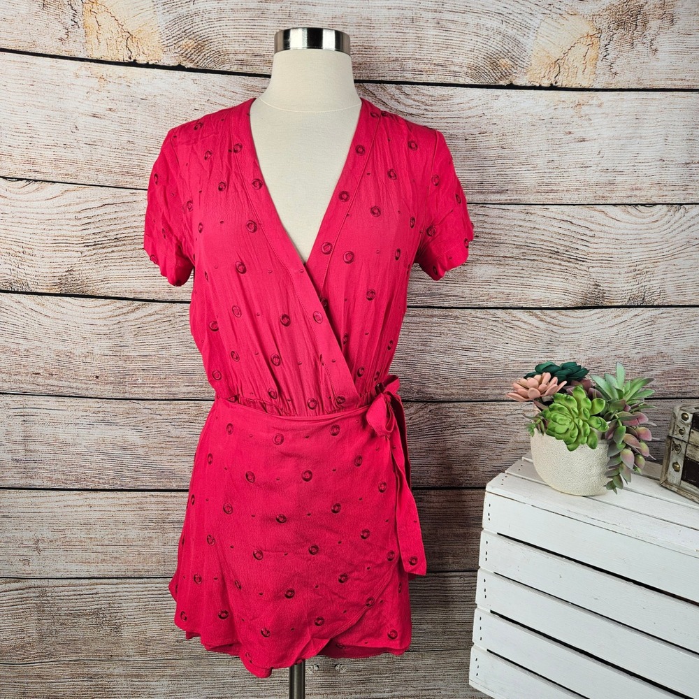 Ottowa Anthropologie Wrap Mini Dress Short Sleeve Casual Pink XS